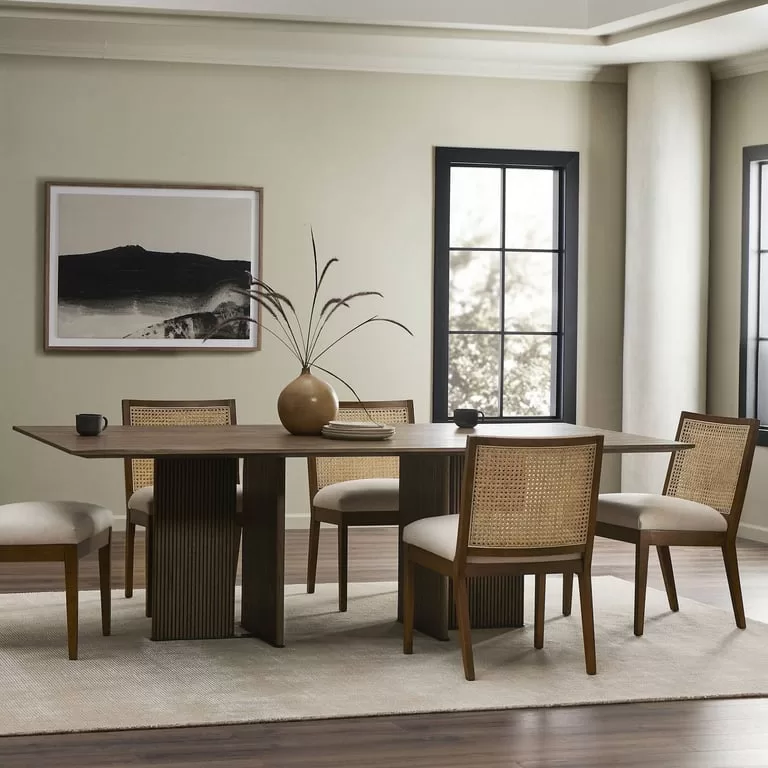 Novira Dining Table – Modern Fluted Design | Natural Wood