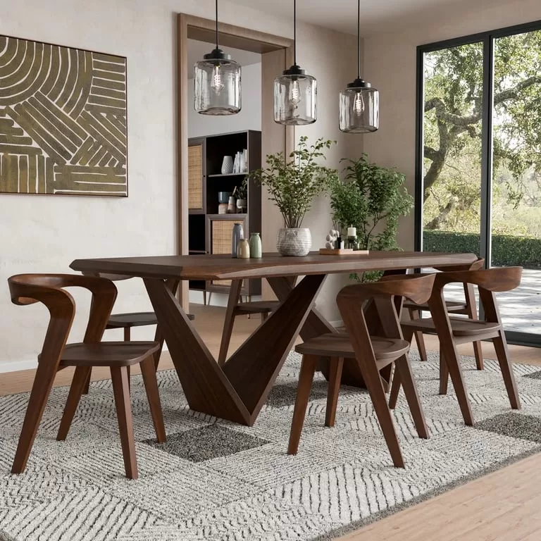 Virel Dining Set – Sculptural Natural Wood Design