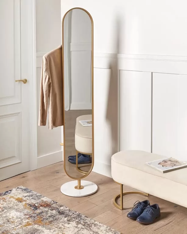 Pureté Floor Mirror - Natural wood Metal Frame.