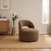 Élite Curve Accent Chair-Natural Wood.